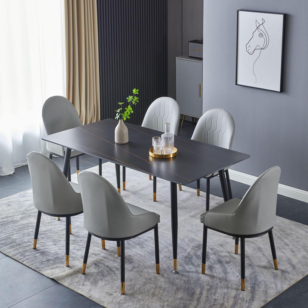 Modern Minimalist Italian Rock Slab Dining Table Set for Small Apartments