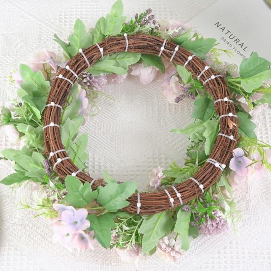 15.75" Spring Wreath Faux Peony Wreath Artificial Hydrangea Peony Flower Wreath with Green Leaves for Home Front Door Wedding Wall Decor