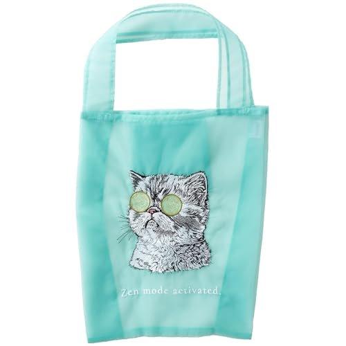 Jubilee Organdy Tote Bag LightBlue 002 Cute Cat 3D Embroidery Lightweight Sheer Sub Bag Eco Bag