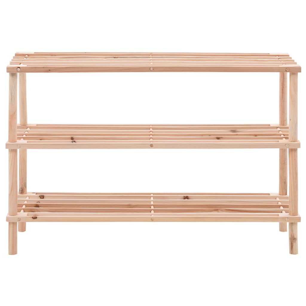 Shoe Rack with 3 Shelves Solid Pine Wood