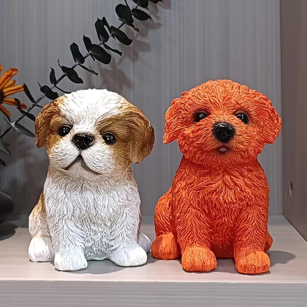 Exquisite Puppy Sculptures Simulation Garden Ornament Interior Accessories Dog Adornment  Bedroom