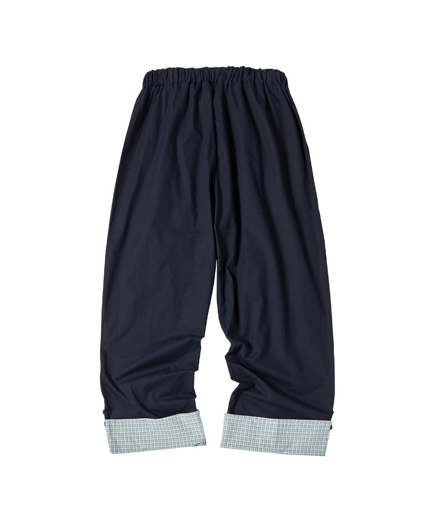 COMONINOZ W Check Rollup Pants [Navy]