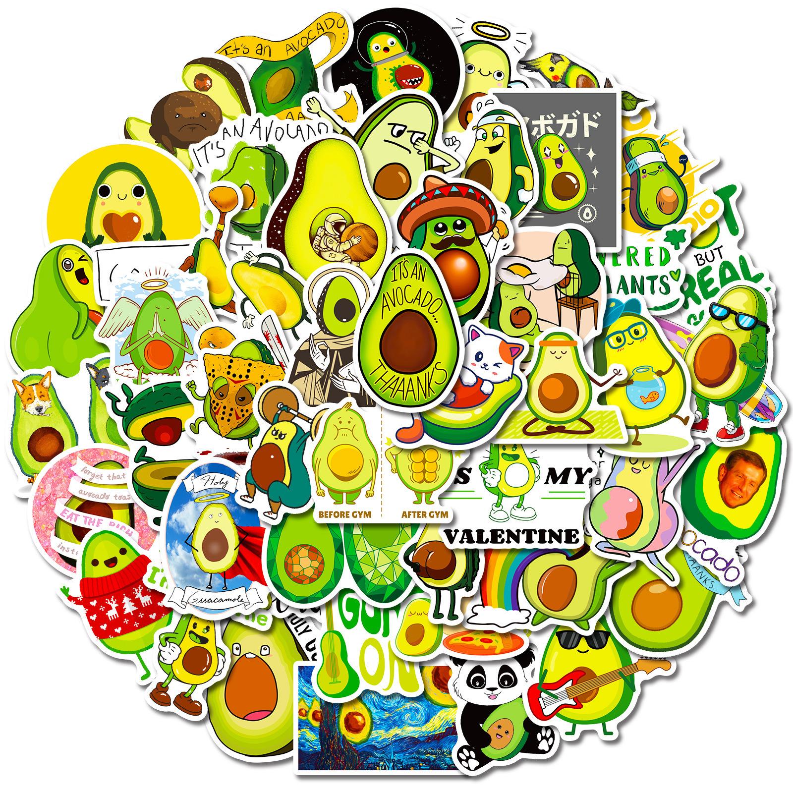 

50 наклеек серии «Авокадо», милые фруктовые наклейки-граффити в форме мультяшного авокадо, крест