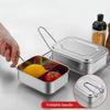 Rectangular Shape Stainless Steel Lunch Box Foldable Handle Leakproof Design Food Storage Box Compartment Storage