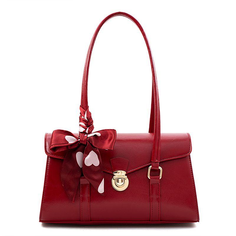 

Pooh Fancy Retro Casual Baguette Bridal Bag Red