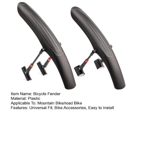 2Pcs Bicycle Fender Adjustable Lightweight Universal MTB Mountain Road Bike Front Rear Mud Splash Guard Mudflap Bike Accessories