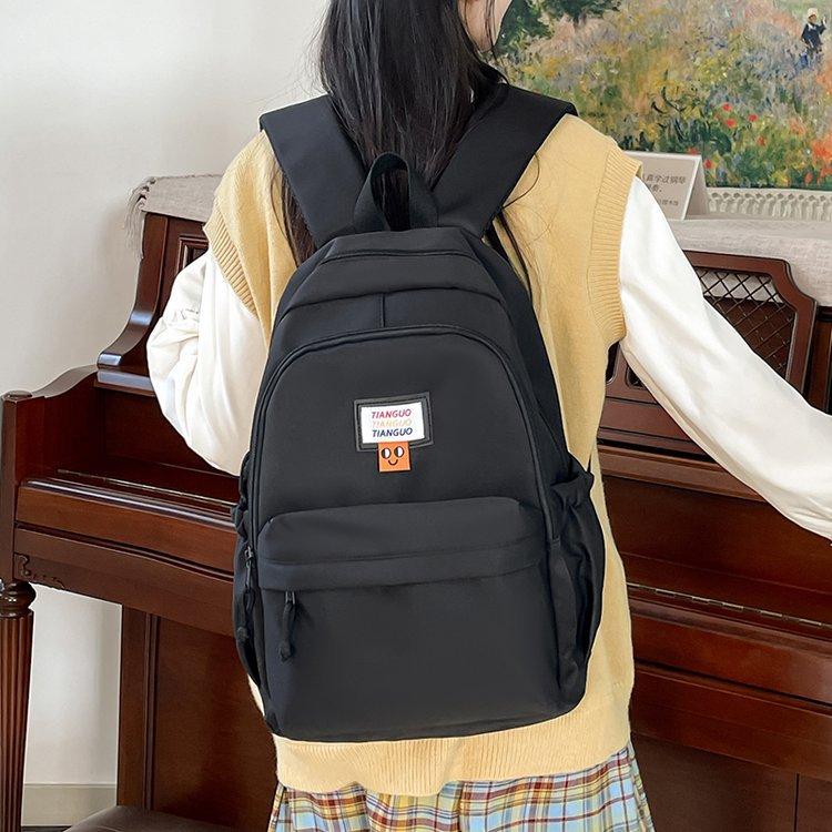 Schoolbag Japanese Large Capacity Ins Girl Lightweight Solid Color Simple Fashion Versatile Schoolbag Junior High School Student Backpack
