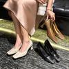 Niche fashion simple temperament high heels 2025 autumn new square head thick heel shallow mouth one pedal popular single shoes