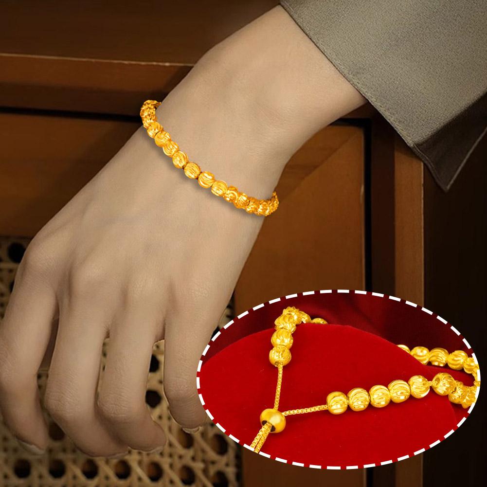 

Золотой браслет с арбузными бусинами, телескопический регулируемый хороший 2024, роскошный женский новый браслет на удачу Ye P3V8