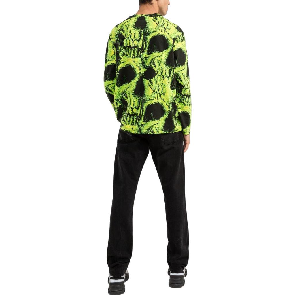 Puma Skull Print Casual Training Long Sleeve T-Shirt Unisex Tops Green 532262-01