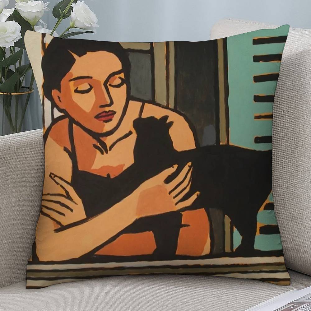 Artistic Life Woman Pillow Case Short Plush Double-sided Print Square Throw Pillow Covers Sofa Home Cushion Decor