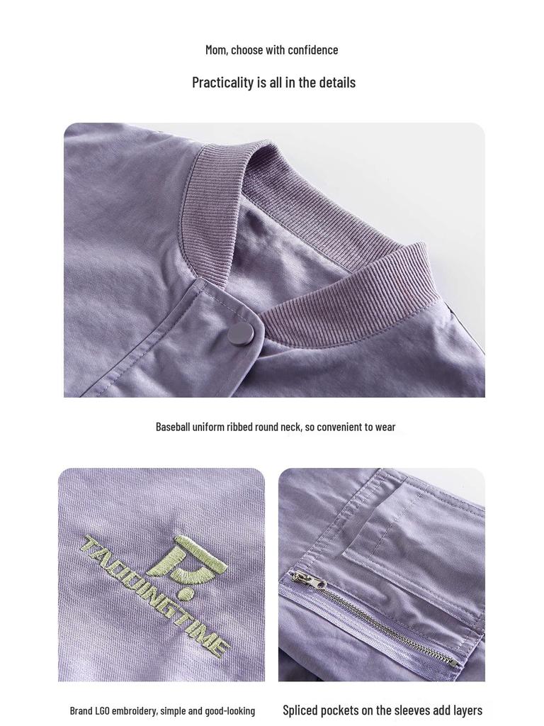 Tao Town Girls' Korean Style Casual Baseballjacka