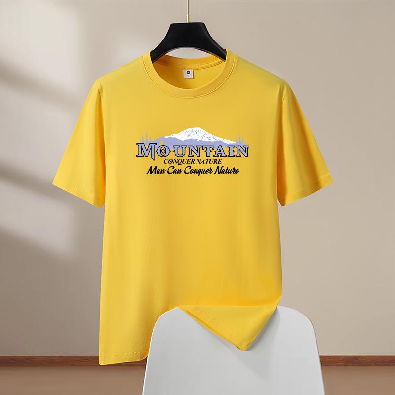 

Mountain Oversized Men s 100% Cotton Short Sleeve T-Shirt Man Round Neck Casual Tee XXXL