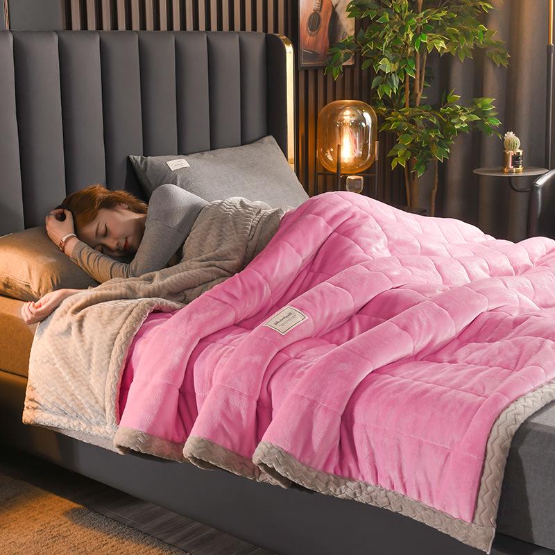 New A/B Style Baby Velvet Quilted Warm Lambswool Blanket - Thickened for Autumn/Winter