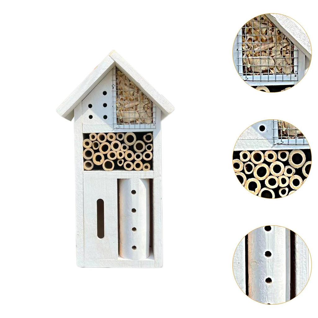 Wooden Bee Habitat Insect Butterfly House Hanging Outdoor Garden Hive House Bug Shelter Nest Box  For Ladybugs Random Color