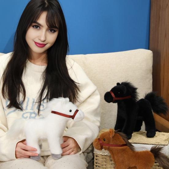 Huggable Pony Plush Toy for Kids Soft Stuffed Animal for Bedtime & Cuddling Realistic Spotty Horse Doll Gift for Children Toddlers