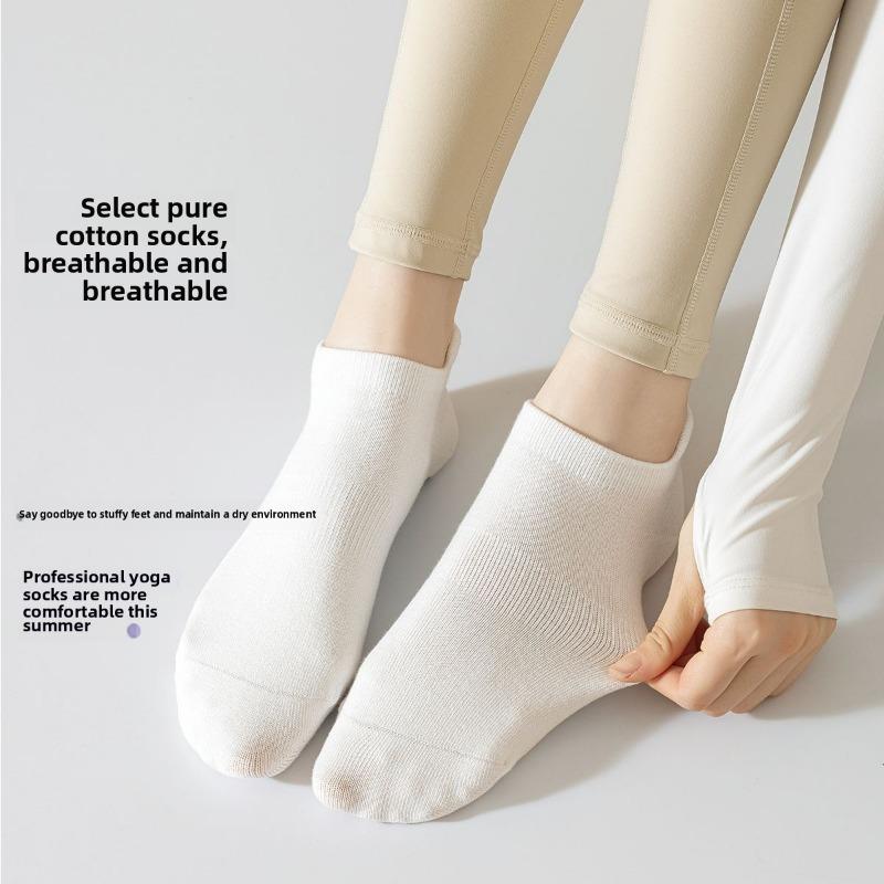 5 Pairs of Women's Spring and Autumn Cotton Non Slip Indoor Fitness Jump Yoga Sports Socks