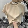 Women's Fashion Casual Summer Spring Solid Color Print Short Sleeve O-Neck Blouses Shirts