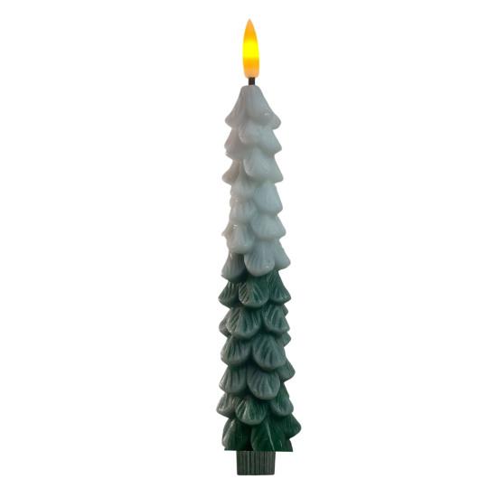 Remote Control Window Candles Green Christmas Tree Flameless LED Candle, 9.8" Battery Operated Taper Candles, Dorm Room Decorative Lighting