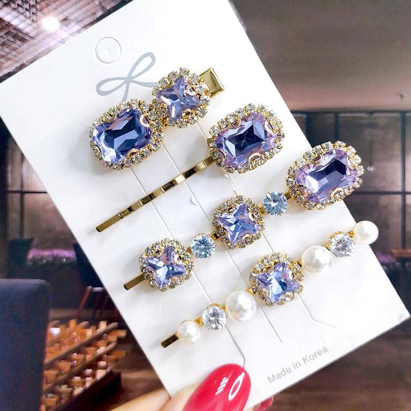 Neues Set Damen Haarspangen Schmuck Mode Kristall Haaraccessoires für Mädchen Luxus Perle Geometrische Haarspangen Nadeln Weihnachtsgeschenk