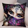 Beautiful Lady Pillow Case Decor Colorful Masked Woman Pillowcase Super Soft Plush Cushion Cover for Sofa Home Car Xcm