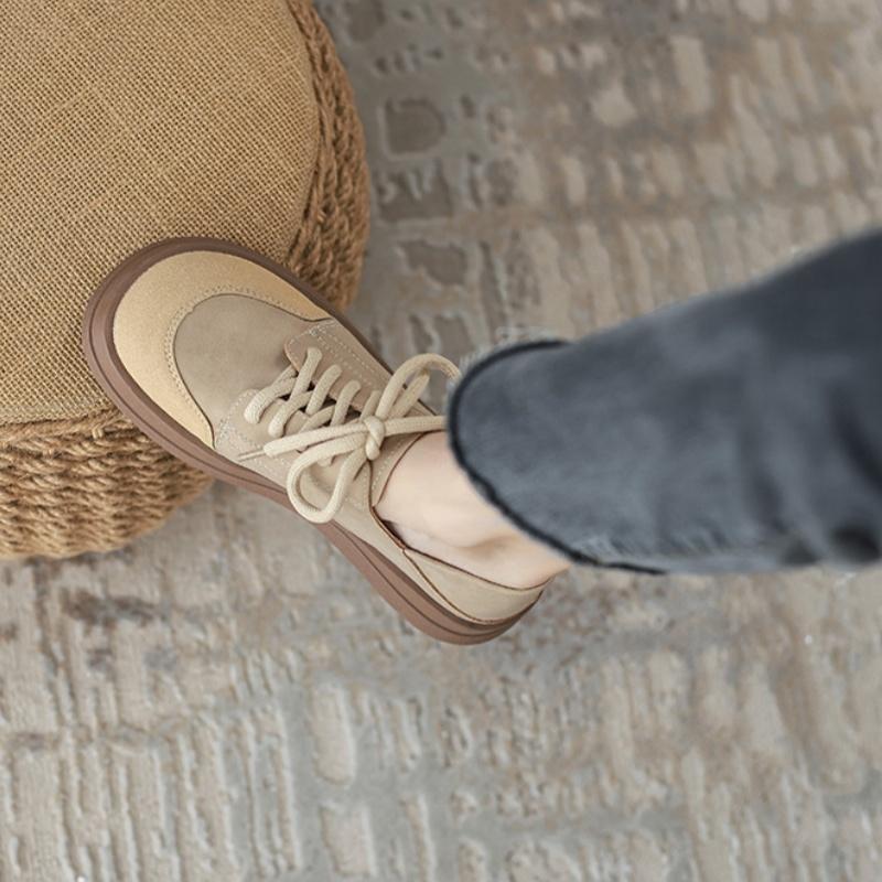 Fashion 2025 New Fashion Woman's Lace Up Flat Shoes Round Toe Casual Comfortable Soft Flats Outside Non Slip Versatile Women Shoes
