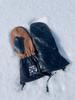 Super convenient leather mitten gloves for skiing and snowboarding removable inner (with lining) (Black, M)