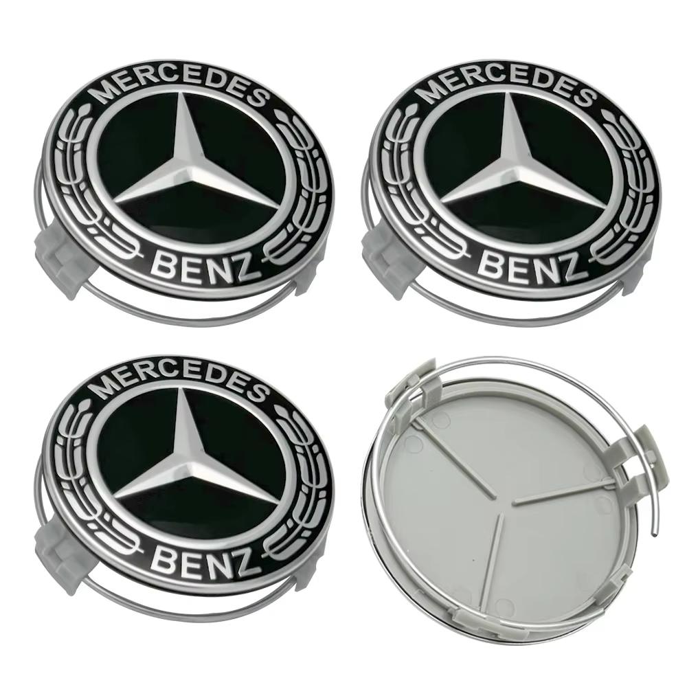 For Benz a24Pcs 75MM Car Wheel Center Hub Caps AMG Wreath for Mercedes Benz GLE GLK SLK CLA CLK W203 W204 W205 W209 W210 W211 W212
