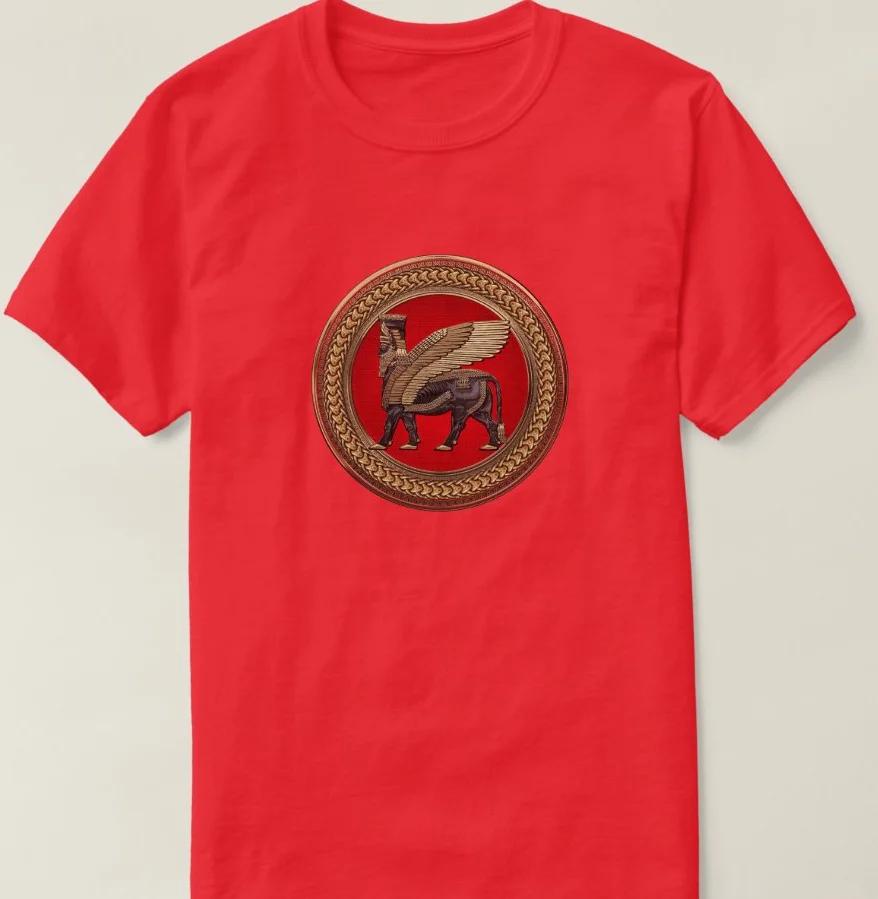 Mesopotamia Assyrian Winged Bull, Gold and Black Lamassu T-Shirt. Summer Cotton Short Sleeve O-Neck Mens T Shirt New S-3XL