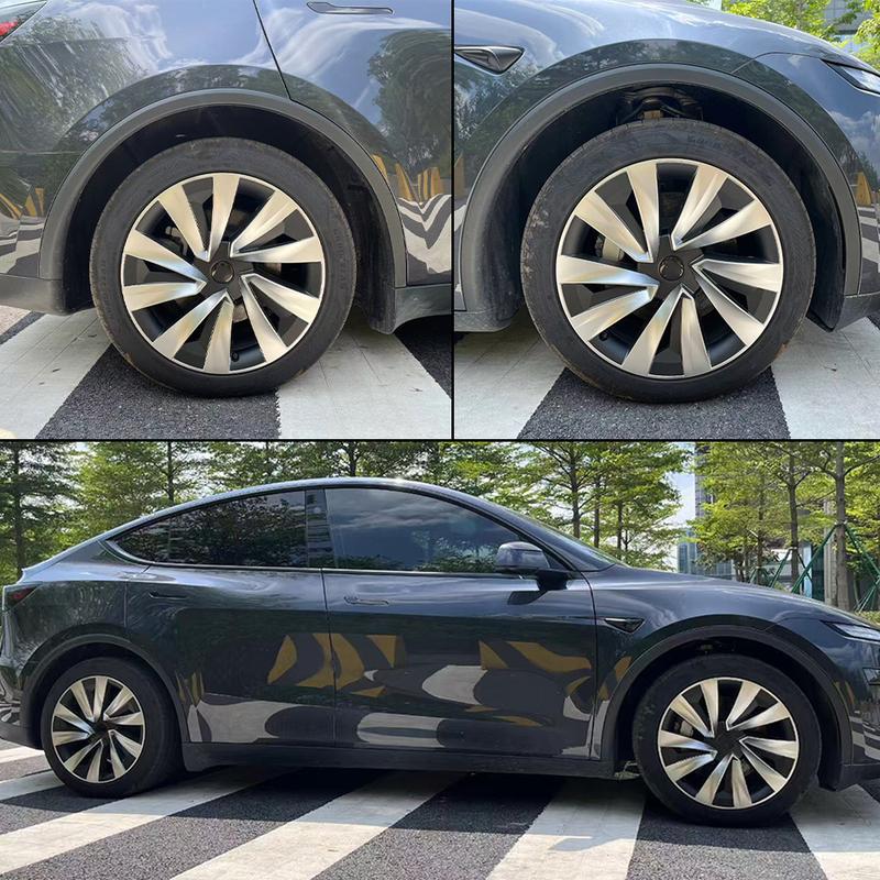 Para Tesla Model Y Juniper 4 Peças Calota de Roda 19 Polegadas Calota de Cubo Substituição Performance Calota de Roda Crossflow 2025 Acessório de Calota Completa
