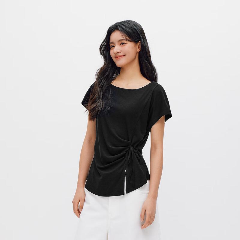 Semir Women's One-Shoulder Pleated Tie-Front T-Shirt