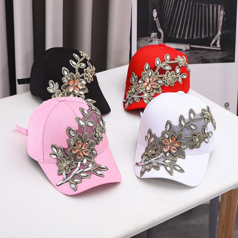European-American Luxury Rhinestone Sun Protection Baseball Cap for Women