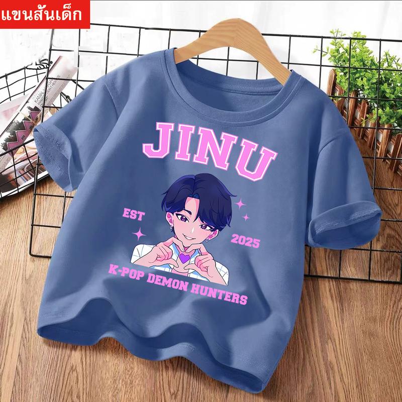 2025 Sommer Kpop Dämonenjäger T-Shirt Kinder Cartoon Anime Meme Druck Kleidung Rundhals Basic Jungen Oberteile Lässige Hemden Geschenk