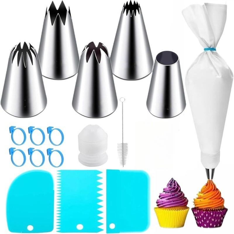 23-Piece Seamless Piping Tips Set Cake Decorating Rose Flower Icing Nozzles With Couplers Scissors