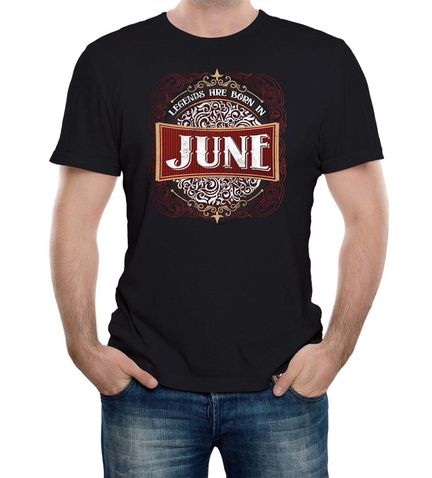 Mens Legends Are Born in June T-Shirt Mens Womens Tees Top Birthday Gift Present Funny Tee 3XL