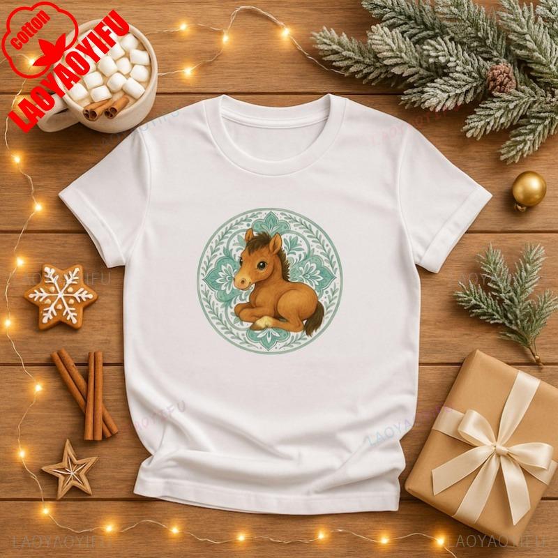 

Gentle Foal T Shirt Winter Unisexdala Horse Tee Lunar New Year Gift Boho Animal Art Spiritual Horse Lover Year of The Horse Top S