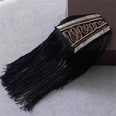 Elegant Tassels Epaulettes Punk Beaded Studded Epaulets Shoulder Badge for Formal and Casual Outfit Garment Accessory