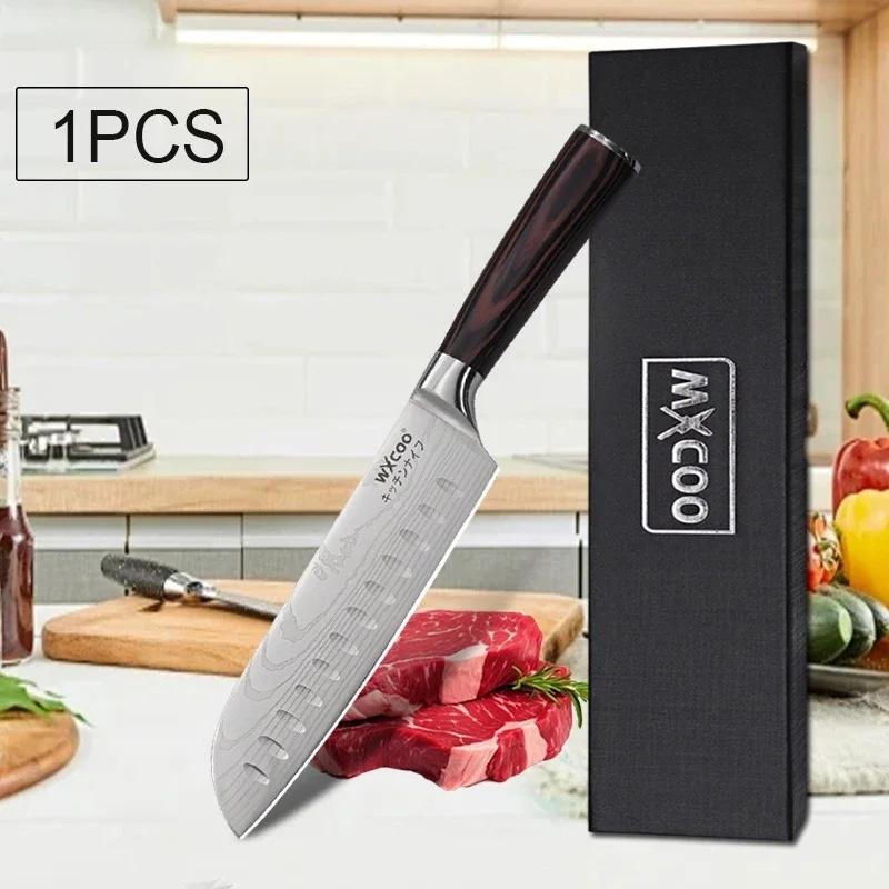 WXCOO Professional Knives Damascus Laser Chef's Knife for Cutting Bone Bread Fruit Melon Stainless Steel Cooking Tools