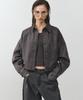 NOIRER FOR WOMAN Oversized Dyed Crop Shirt (Gray)