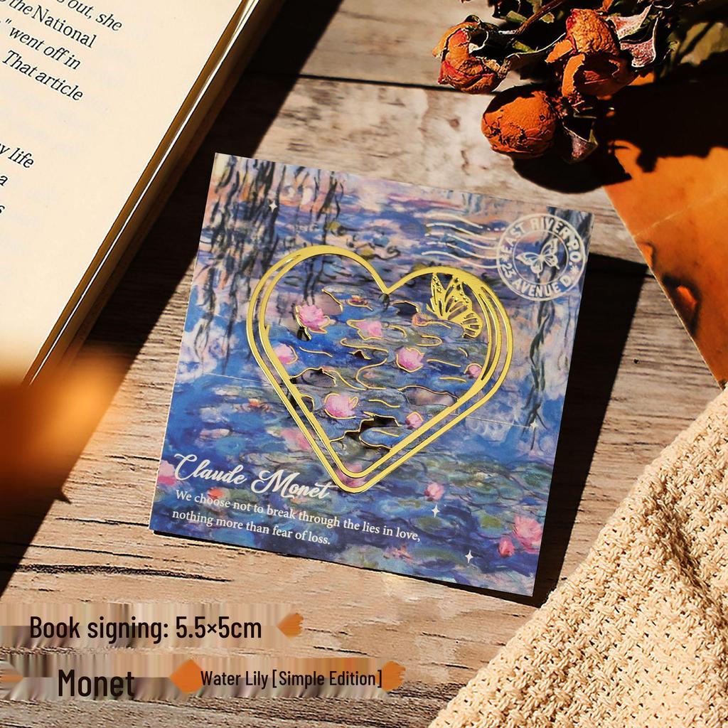 Ensemble de Marque-pages en Métal Élégant: Boîte cadeau de Nouvel An pour étudiants inspirée de la peinture à l'huile.