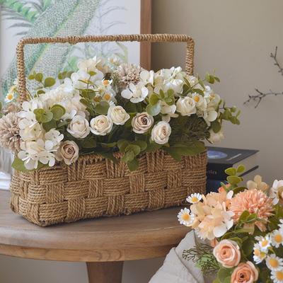 Faux Flower Autumn Color, Retro Small Bouquet, 7-pronged Hydrangea Rose, Wedding Arch, Leading Flower Decoration, Artificial Chamomile