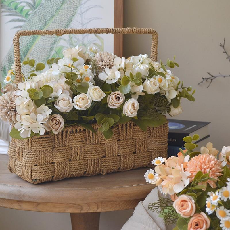 Faux Flower Autumn Color, Retro Small Bouquet, 7-pronged Hydrangea Rose, Wedding Arch, Leading Flower Decoration, Artificial Chamomile