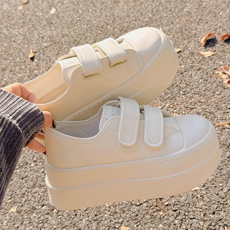 Thick-soled Heightening Velcro Little White Shoes Women's Spring New Small Sports and Leisure Breadboard Shoes