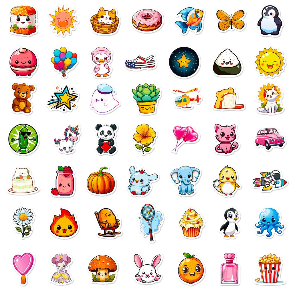100 Small Size Cartoon Animal Food Stickers Ins Wind Handbook Stickers Luggage Decorative Stickers
