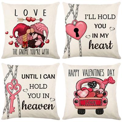 Valentine's Day Pillow Cover Linen Printed Letter Love Home Sofa Cushion Cover Bedroom Pillow Cover