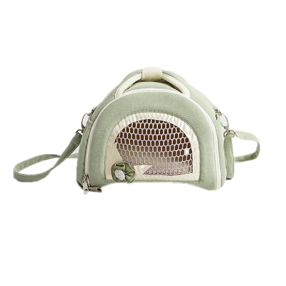 

Velvet+Mesh Small Pet Carrier Bag Breathable Hamster Handbag Convenient Pet Messenger Bag Rabbit зелений