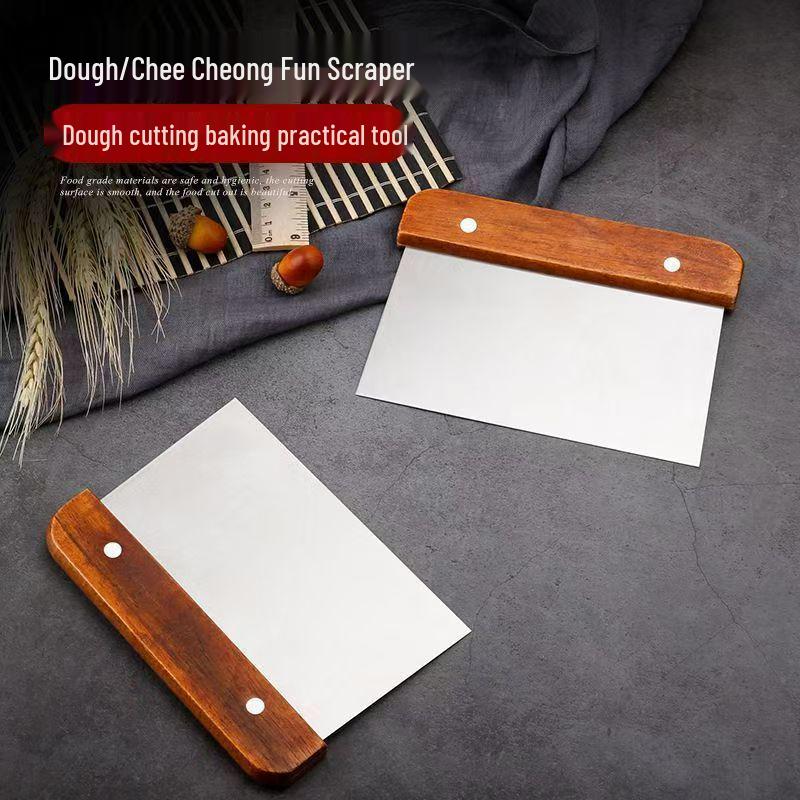 Stainless Steel Dough Scraper with Wooden Handle