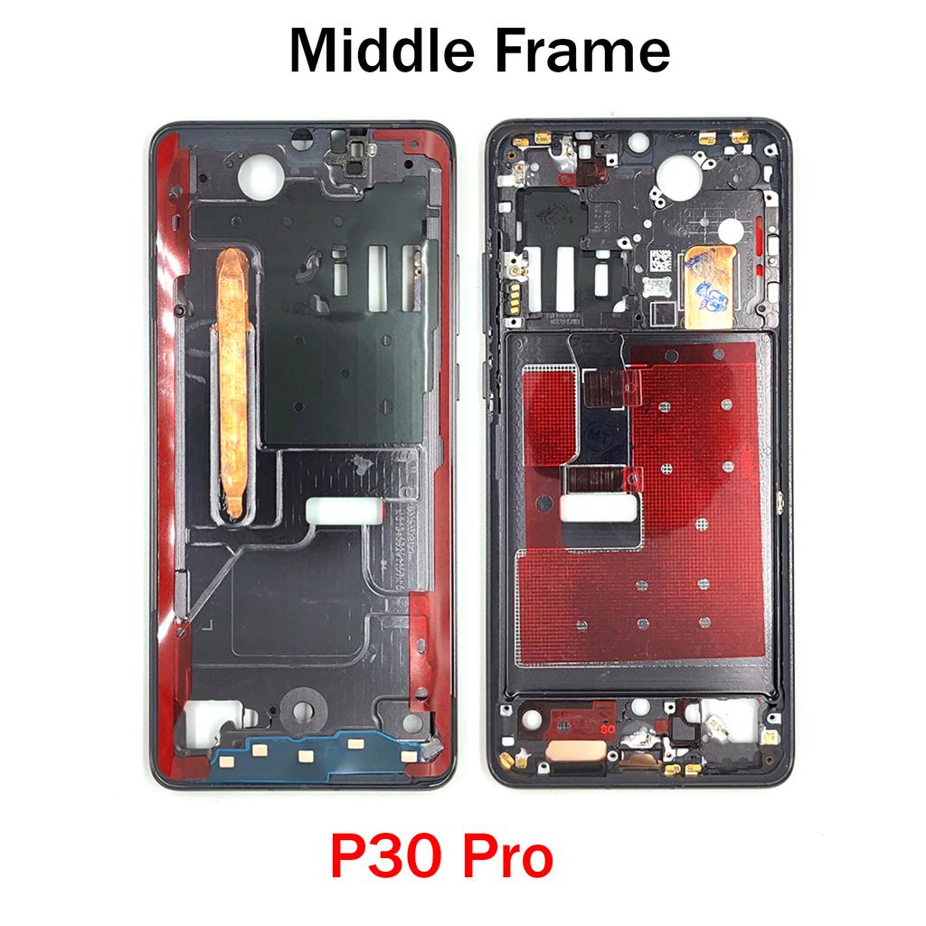 OG For Huawei P20 P30 P40 P50 P50E P60 P70 Pro Plus Ultra Art Middle Frame Housing Front LCD Bezel Cover With Side Button