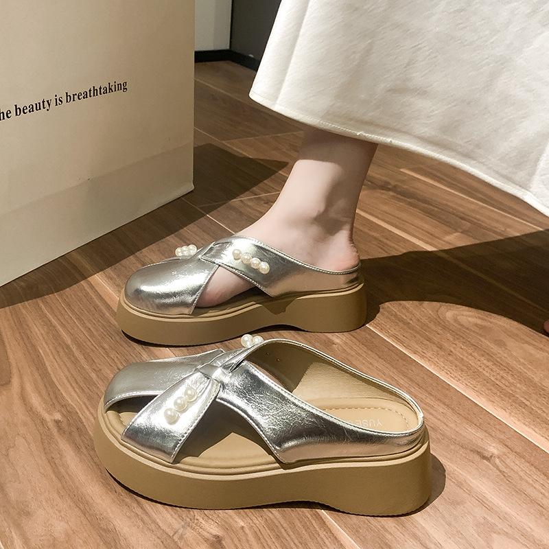 Platform Mary Jane Shoes Women's 2025 Summer New Outwear Fashion Versatile Casual Soft Bottom Non-slip Baotou Slippers