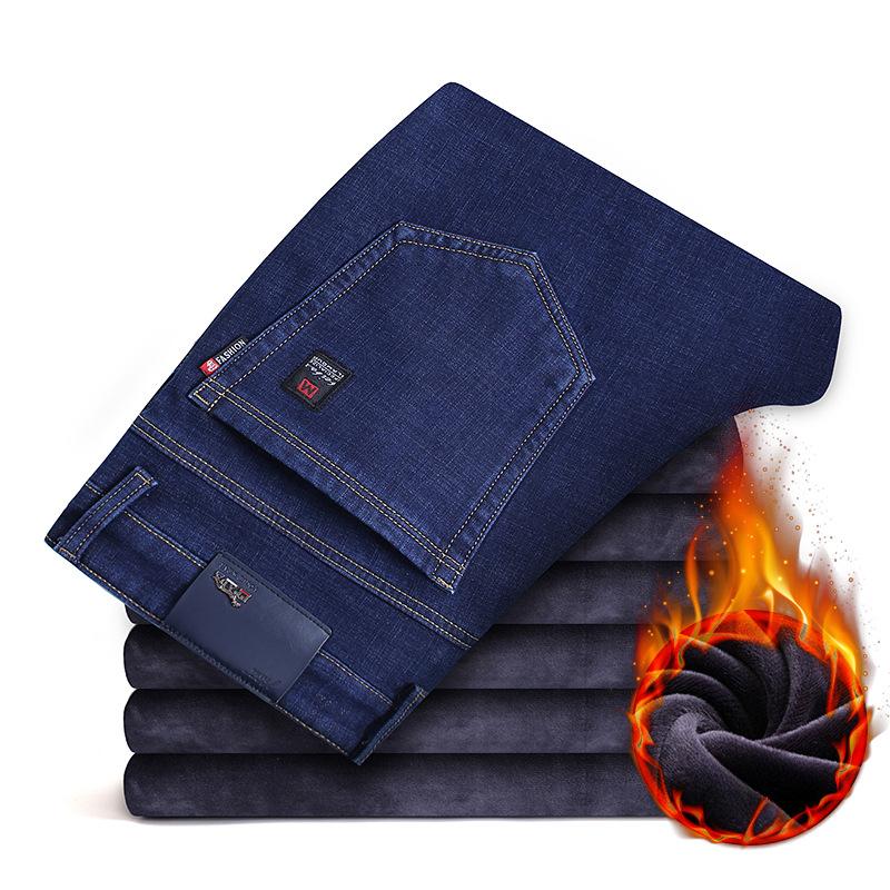 

Зимние утепленные джинсы мужские утолщенные свободные прямые повседневные брюки из эластичного материала мужские эластичные супермягкие теплые брюки из бархата 35